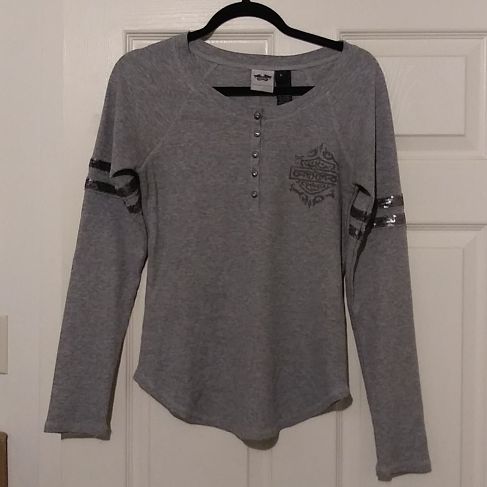 Harley-Davidson Grey Thermal Henley Top